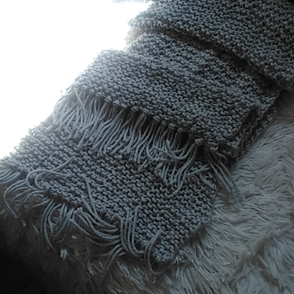 NWT Grayish blue Fringe Knitted Infinity Scarf